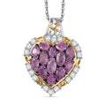 D'Joy Ilakaka Hot Pink Sapphire (FF) and White Zircon 4.35 ctw Blushing Heart Pendant Necklace in 18K Vermeil YG and Rhodium Over Sterling Silver 20 Inches - Sticky add to cart bar
