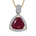 AAA Niassa Ruby (FF) and Luxuriant Lab Grown Diamond E-F VS 7.10 ctw Pendant Necklace in 10K Yellow Gold 20 Inches - Sticky add to cart bar