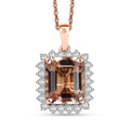Certified & Appraised Luxoro AAA Marropino Morganite and G-H I2 Diamond 6.43 ctw Pendant Necklace in 10K Rose Gold 20 Inches (Del. in 10-15 Days) - Sticky add to cart bar