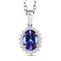 Certified & Appraised Rhapsody AAAA Tanzanite and E-F VS Diamond 1.76 ctw Sunburst Pendant Necklace in 950 Platinum 20 Inches (Del. in 10-15 Days) - Sticky add to cart bar