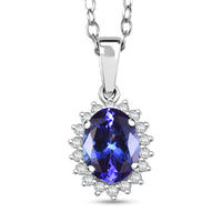 Certified & Appraised Rhapsody AAAA Tanzanite and E-F VS Diamond 1.76 ctw Sunburst Pendant Necklace in 950 Platinum 20 Inches (Del. in 10-15 Days)