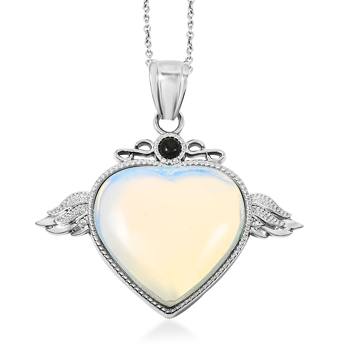 Opalite and Multi Gemstone 29.00 ctw Pendant Necklace in Silvertone 20 Inches