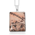 Value Buy Rainforest Jasper Pendant Necklace (20 Inches) in Silvertone 45.00 ctw - Sticky add to cart bar