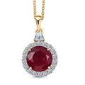 AAA Niassa Ruby (FF) and Luxuriant Lab Grown Diamond E-F VS 8.77 ctw Pendant Necklace in 10K Yellow Gold 20 Inches - Sticky add to cart bar