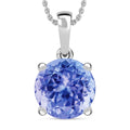 Tanzanite 3.70 ctw Solitaire Pendant Necklace 20 Inches in Platinum Over Sterling Silver (Del. in 10-12 Days) - Sticky add to cart bar