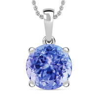 Tanzanite 3.70 ctw Solitaire Pendant Necklace 20 Inches in Platinum Over Sterling Silver (Del. in 10-12 Days)