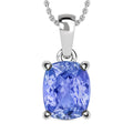 Tanzanite 5.00 ctw Solitaire Pendant Necklace 20 Inches in Platinum Over Sterling Silver - Sticky add to cart bar