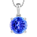 Tanzanite 3.70 ctw Solitaire Pendant Necklace 20 Inches in Platinum Over Sterling Silver (Del. in 10-12 Days) - Sticky add to cart bar