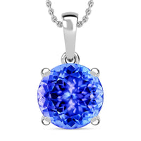 Tanzanite 3.70 ctw Solitaire Pendant Necklace 20 Inches in Platinum Over Sterling Silver (Del. in 10-12 Days)