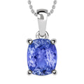 Tanzanite 5.00 ctw Solitaire Pendant Necklace 20 Inches in Platinum Over Sterling Silver - Sticky add to cart bar