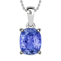 Tanzanite 5.00 ctw Solitaire Pendant Necklace 20 Inches in Platinum Over Sterling Silver