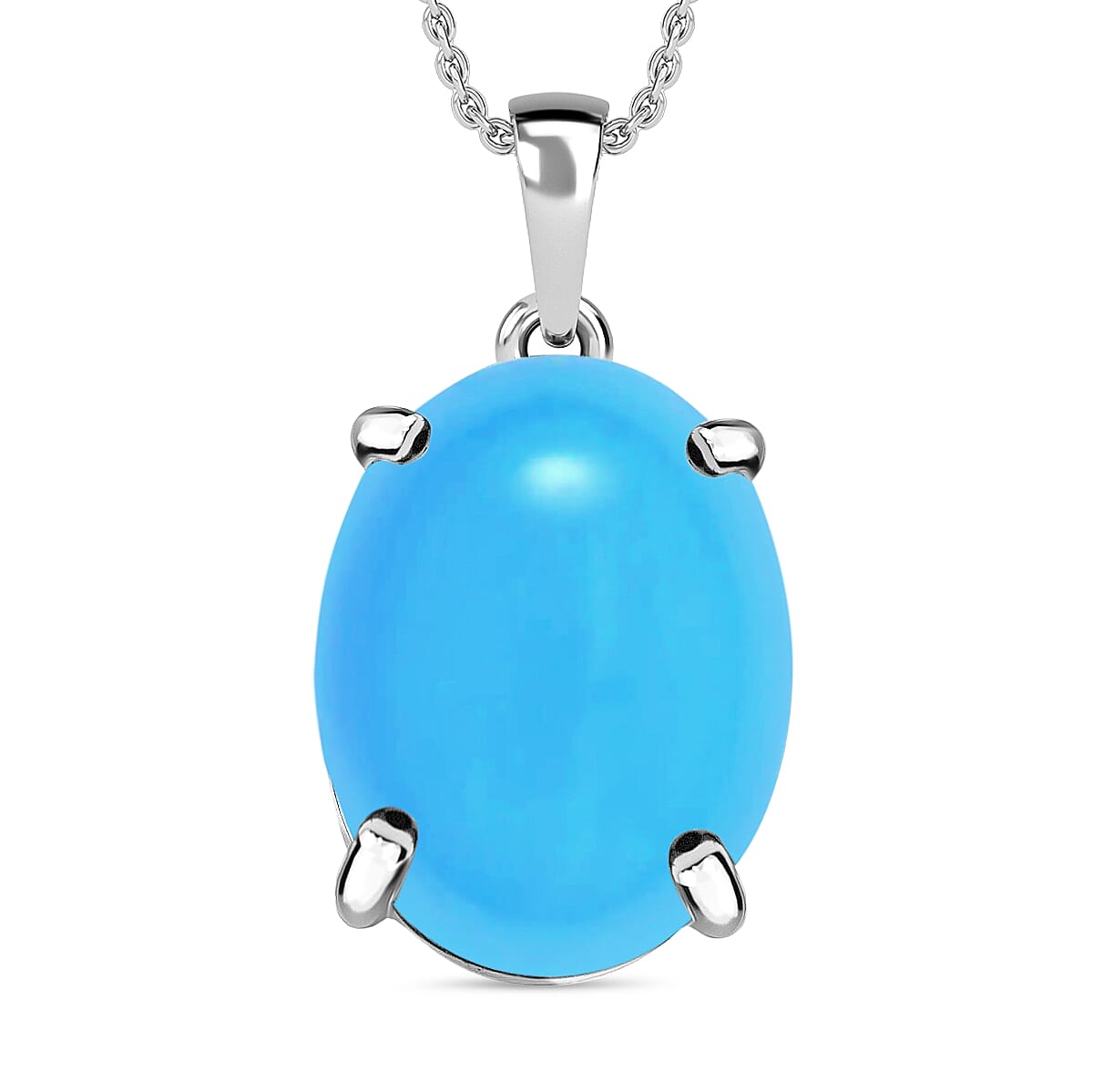Rhapsody 950 Platinum AAAA Sleeping Beauty Turquoise Solitaire Pendant Necklace 20 Inches 7.00 ctw