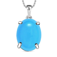 Rhapsody 950 Platinum AAAA Sleeping Beauty Turquoise Solitaire Pendant Necklace 20 Inches 7.00 ctw