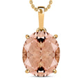 Luxoro 14K Yellow Gold AAA Marropino Morganite Solitaire Pendant Necklace 20 Inches 4.40 ctw - Sticky add to cart bar