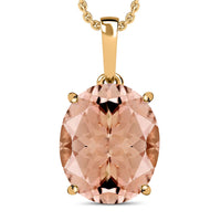 Luxoro 14K Yellow Gold AAA Marropino Morganite Solitaire Pendant Necklace 20 Inches 4.40 ctw