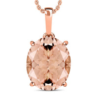 Luxoro 14K Yellow Gold AAA Marropino Morganite Solitaire Pendant Necklace 20 Inches 4.40 ctw