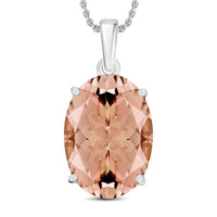 Luxoro 14K White Gold AAA Marropino Morganite Solitaire Pendant Necklace 20 Inches 7.00 ctw