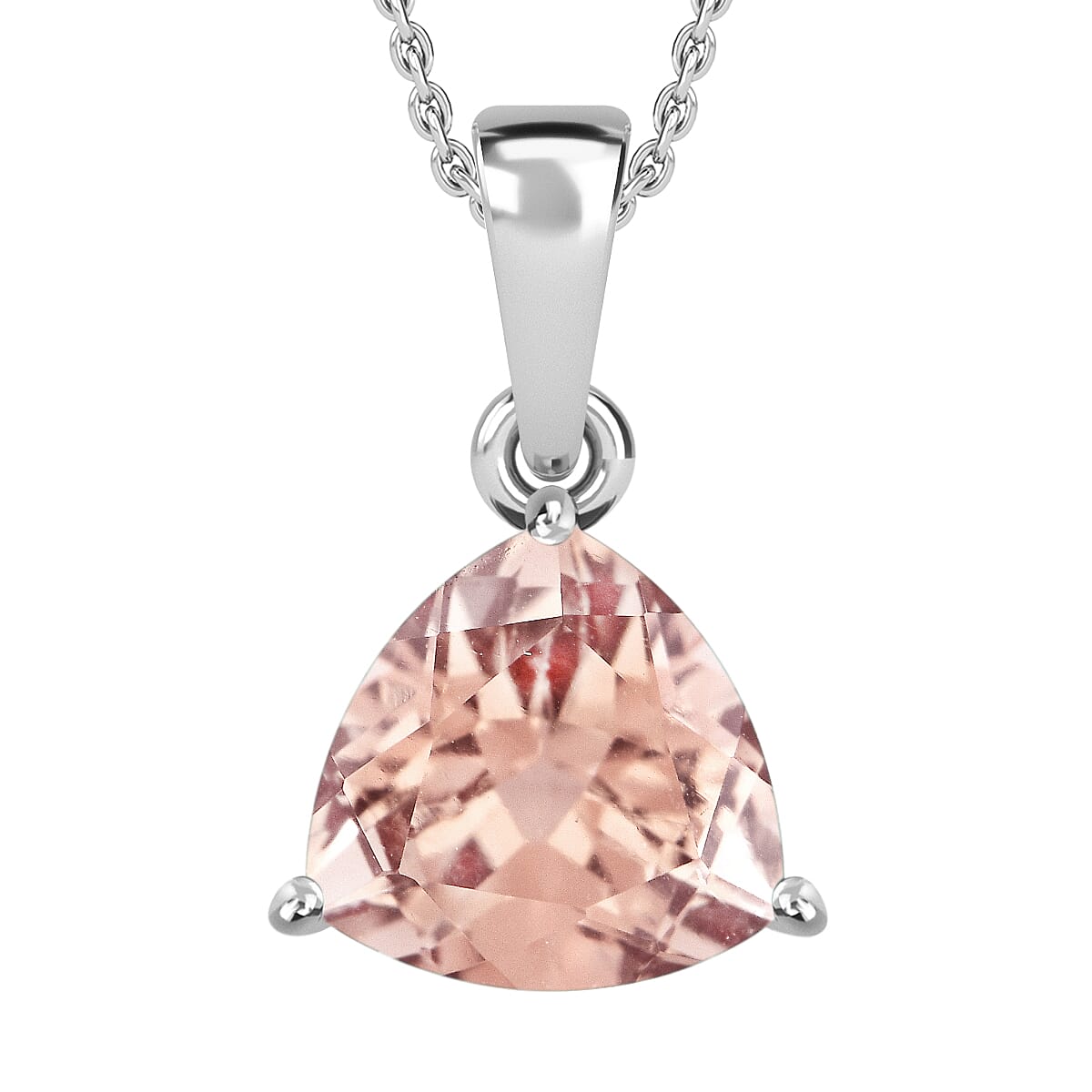 Luxoro 14K White Gold AAA Marropino Morganite Solitaire Pendant Necklace 20 Inches 2.60 ctw