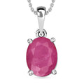 Mozambique Ruby Solitaire Pendant Necklace 20 Inches in Platinum Over Sterling Silver 2.40 ctw - Sticky add to cart bar