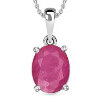 Mozambique Ruby Solitaire Pendant Necklace 20 Inches in Platinum Over Sterling Silver 2.40 ctw