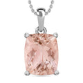 Luxoro 14K White Gold AAA Marropino Morganite Solitaire Pendant Necklace 20 Inches 4.95 ctw - Sticky add to cart bar