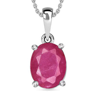 Mozambique Ruby Solitaire Pendant Necklace 20 Inches in Platinum Over Sterling Silver 2.40 ctw