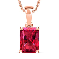 Ouro Fino Rubellite Solitaire Pendant Necklace 20 Inches in Platinum Over Sterling Silver 1.35 ctw