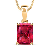 Ouro Fino Rubellite Solitaire Pendant Necklace 20 Inches in Platinum Over Sterling Silver 1.35 ctw