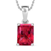 Ouro Fino Rubellite Solitaire Pendant Necklace 20 Inches in Platinum Over Sterling Silver 1.35 ctw