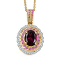 Luxoro AAA Radiant Ember Garnet, Madagascar Pink Sapphire and I1 Diamond 1.85 ctw Blush & Bloom Pendant Necklace in 10K Yellow Gold 20 Inches - Sticky add to cart bar