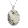 Classic Oval Peace Jasper 78.00 ctw Pendant in Silvertone with Stainless Steel Necklace (20 Inches) - Sticky add to cart bar