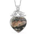Red Aventurine and Multi Gemstone 35.50 ctw Heart Pendant Necklace in Silvertone 20 Inches - Sticky add to cart bar