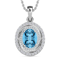 Rhapsody AAAA Santa Maria Aquamarine and E-F VS2 Diamond Pendant Necklace 20 Inches in 950 Platinum 4.70 Grams 2.30 ctw