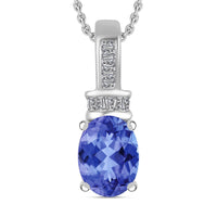 Luxoro Premium Tanzanite and G-H I1 Diamond Pendant Necklace 20 Inches in 14K White Gold 1.40 ctw