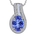 Luxoro 14K White Gold Premium Tanzanite, Diamond (G-H, I1) (0.19 cts) Halo Pendant Necklace 20 Inches 1.55 ctw - Sticky add to cart bar