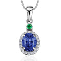 Luxoro Premium Tanzanite, Boyaca Colombian Emerald and G-H I1 Diamond 1.60 ctw Pendant Necklace 20 Inches in 14K White Gold - Sticky add to cart bar