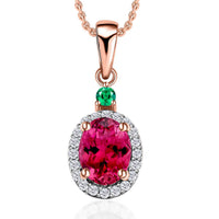 Luxoro 14K White Gold Premium Marropino Morganite, Boyaca Colombian Emerald, Diamond (G-H, I1) (0.16 cts) Pendant Necklace 20 Inches 1.55 ctw