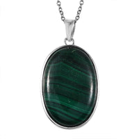 African Malachite Tree of Life Pendant Necklace 24 Inches in 14K Yellow Gold & Platinum Over Copper with Magnet and Stainless Steel 40.00 ctw