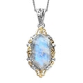 Kuisa Rainbow Moonstone Pendant Necklace 20 Inches in Vermeil Yellow Gold and Platinum Over Sterling Silver 5.25 ctw - Sticky add to cart bar