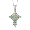 Merelani Mint Garnet Cross Pendant Necklace 20 Inches in Platinum Over Sterling Silver 2.50 ctw - Sticky add to cart bar