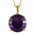 Concave Cut Premium Amethyst Solitaire Pendant Necklace 20 Inches in Vermeil Yellow Gold Over Sterling Silver 9.25 ctw - Sticky add to cart bar