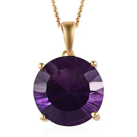 Concave Cut Premium Amethyst Solitaire Pendant Necklace 20 Inches in Vermeil Yellow Gold Over Sterling Silver 9.25 ctw