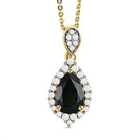 Chrome Tourmaline and White Zircon 1.62 ctw Pendant Necklace in Vermeil YG Over Sterling Silver 20 Inches