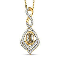 Turkizite and White Zircon Fancy Pendant 1.56 ctw Necklace in Vermeil YG Over Sterling Silver 20 Inches