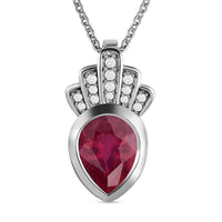 African Ruby, White Zircon Pendant Necklace (20 Inches) in Platinum Over Sterling Silver 2.63 ctw