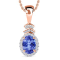 Luxoro Premium Tanzanite and G-H I1 Diamond Pendant Necklace 20 Inches in 14K Rose Gold 1.58 ctw - Sticky add to cart bar