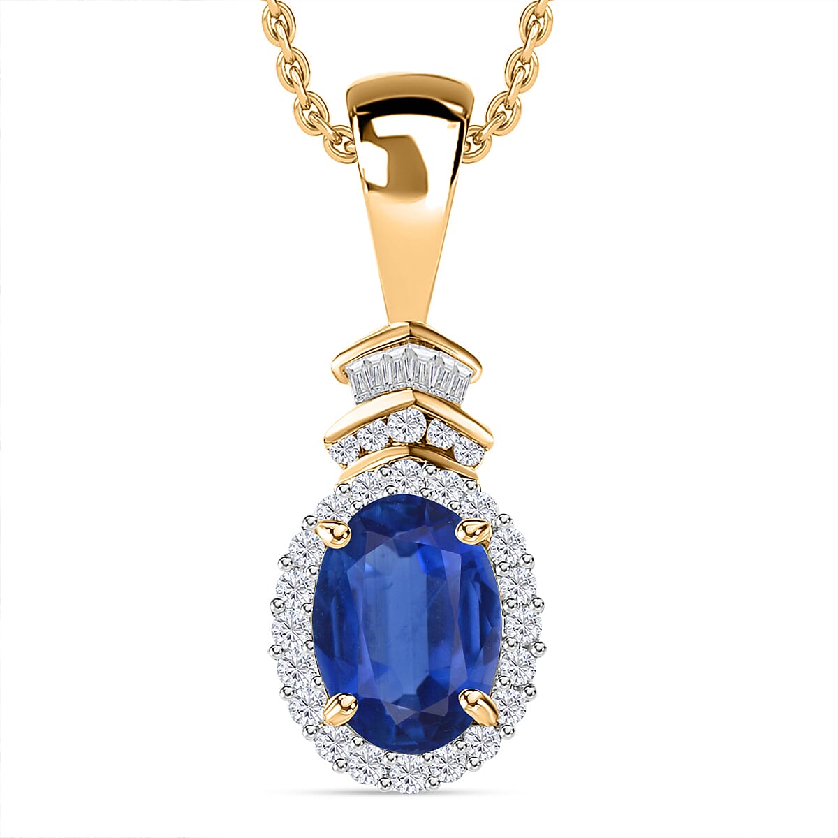 Rhapsody AAAA Tanzanite and E-F VS2 Diamond 1.60 ctw Pendant Necklace 20 Inches in 18K Yellow Gold