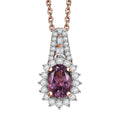 Luxoro AAA Narsipatnam Purple Spinel and G-H I2 Diamond 1.25 ctw Sunburst Pendant Necklace in 10K Rose Gold 20 Inches - Sticky add to cart bar