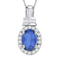 Tanzanite and Diamond 1.00 ctw Pendant Necklace 20 Inches in Rhodium Over Sterling Silver - Sticky add to cart bar