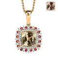 Luxoro AAA Turkizite, Padparadscha Sapphire and I2 Diamond 3.10 ctcw Sunshine Pendant Necklace 20 Inches in 10K Yellow Gold - Sticky add to cart bar